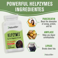 NaturalSlim Helpzymes label detail emphasizes high-quality ingredients for daily use.