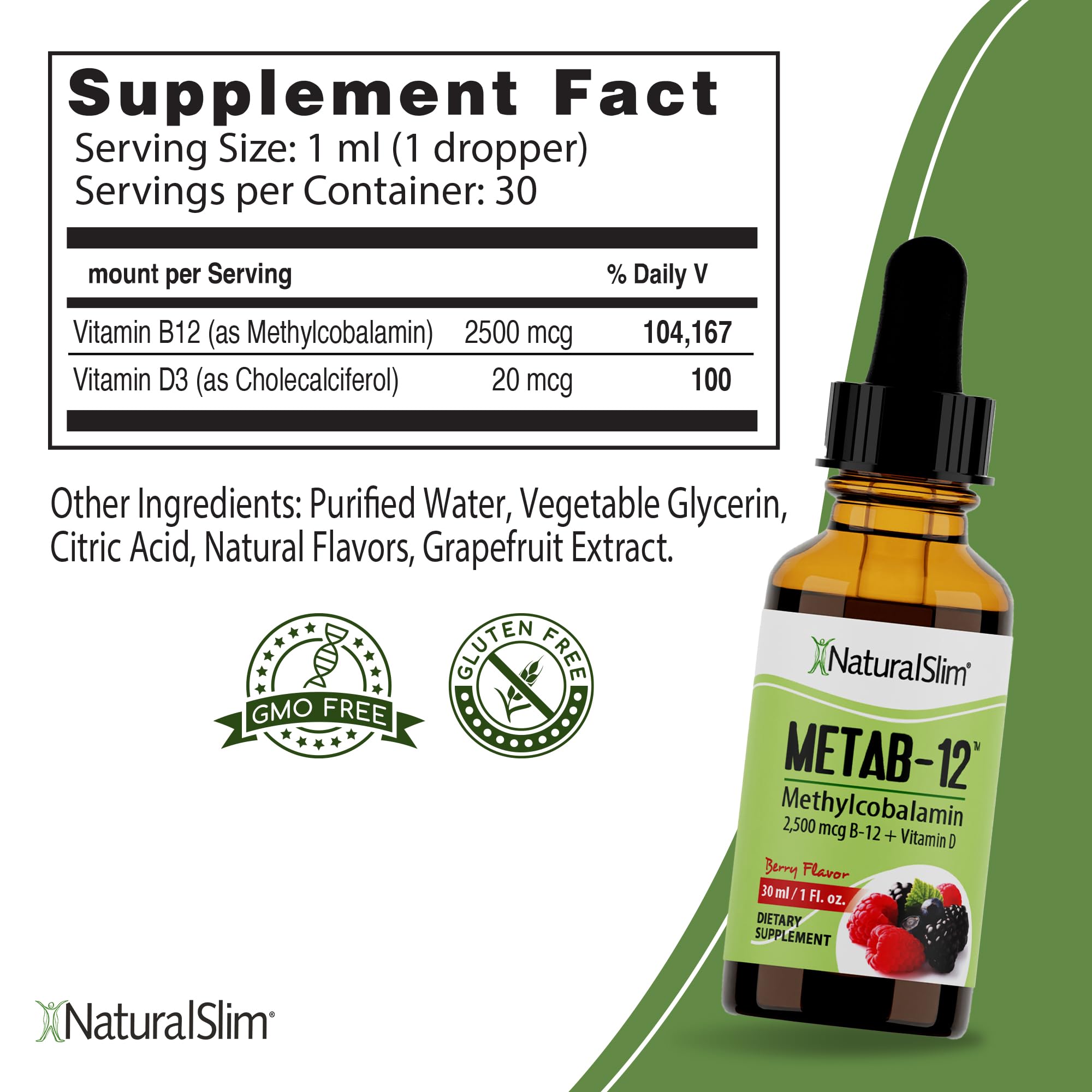 NaturalSlim immune support B12 bottle on shelf