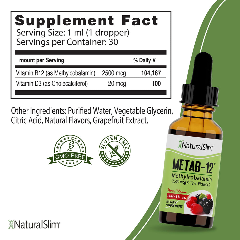 NaturalSlim immune support B12 bottle on shelf