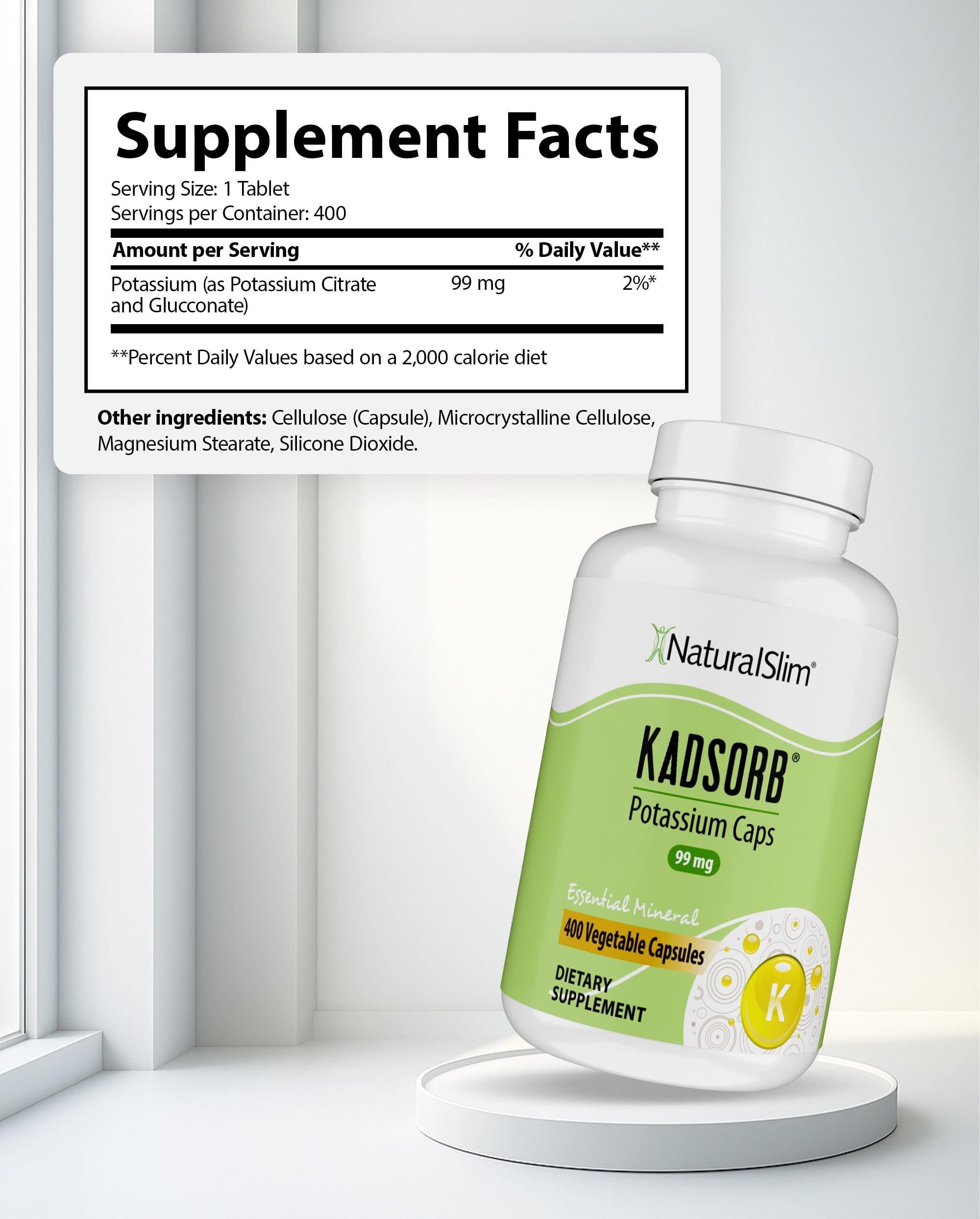 NaturalSlim Kadsorb capsule close-up highlighting small, easy-to-swallow capsules.