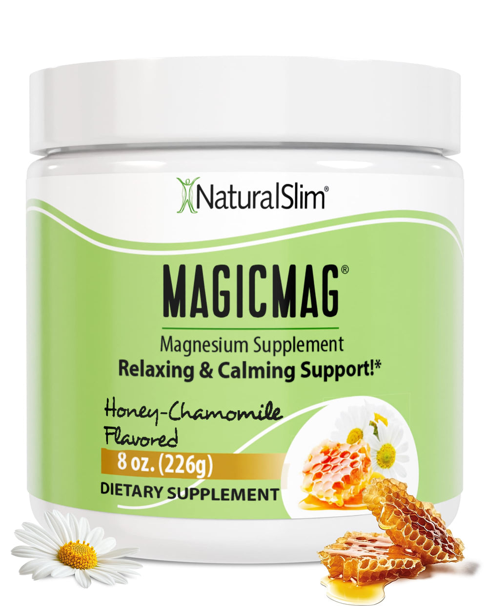 NaturalSlim MagicMag bottle with 8oz size for relaxing evenings and calm sleep.