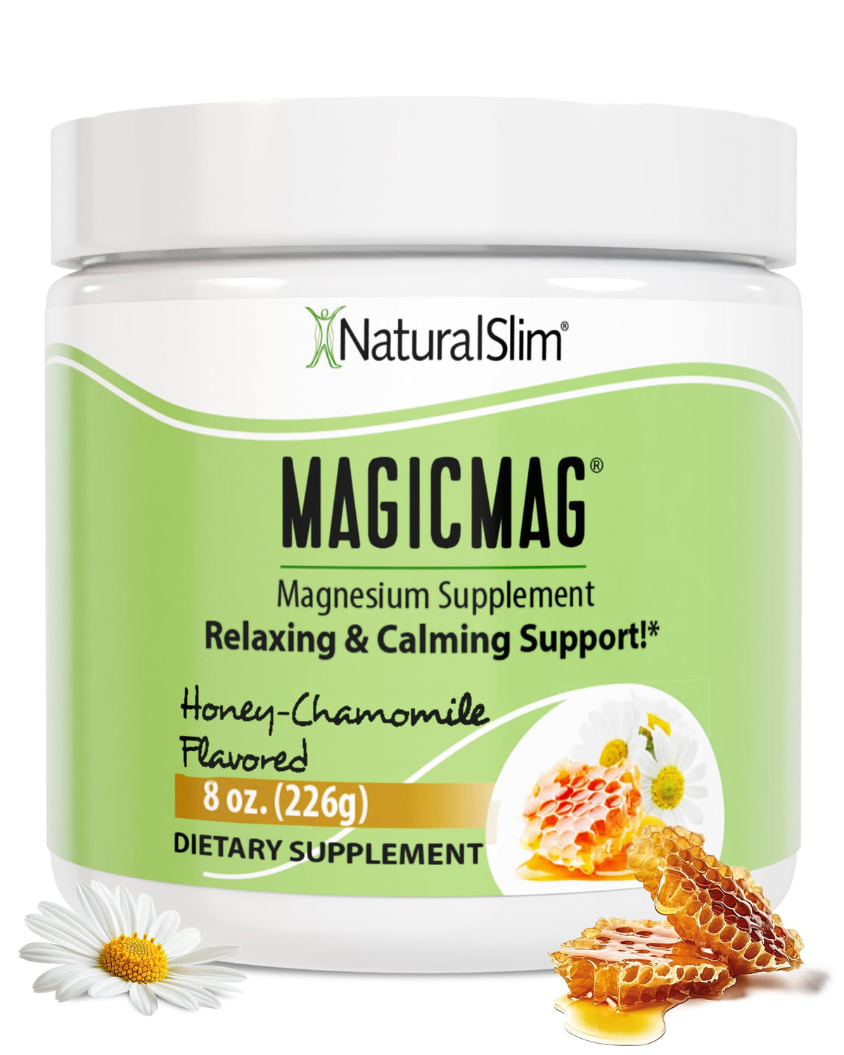 NaturalSlim MagicMag bottle with 8oz size for relaxing evenings and calm sleep.