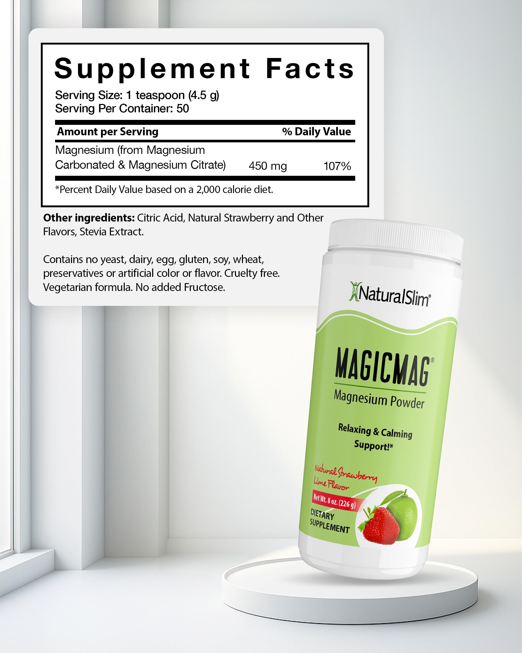 MagicMag scoop and powder illustrate simple, consistent dosing for everyday magnesium support.