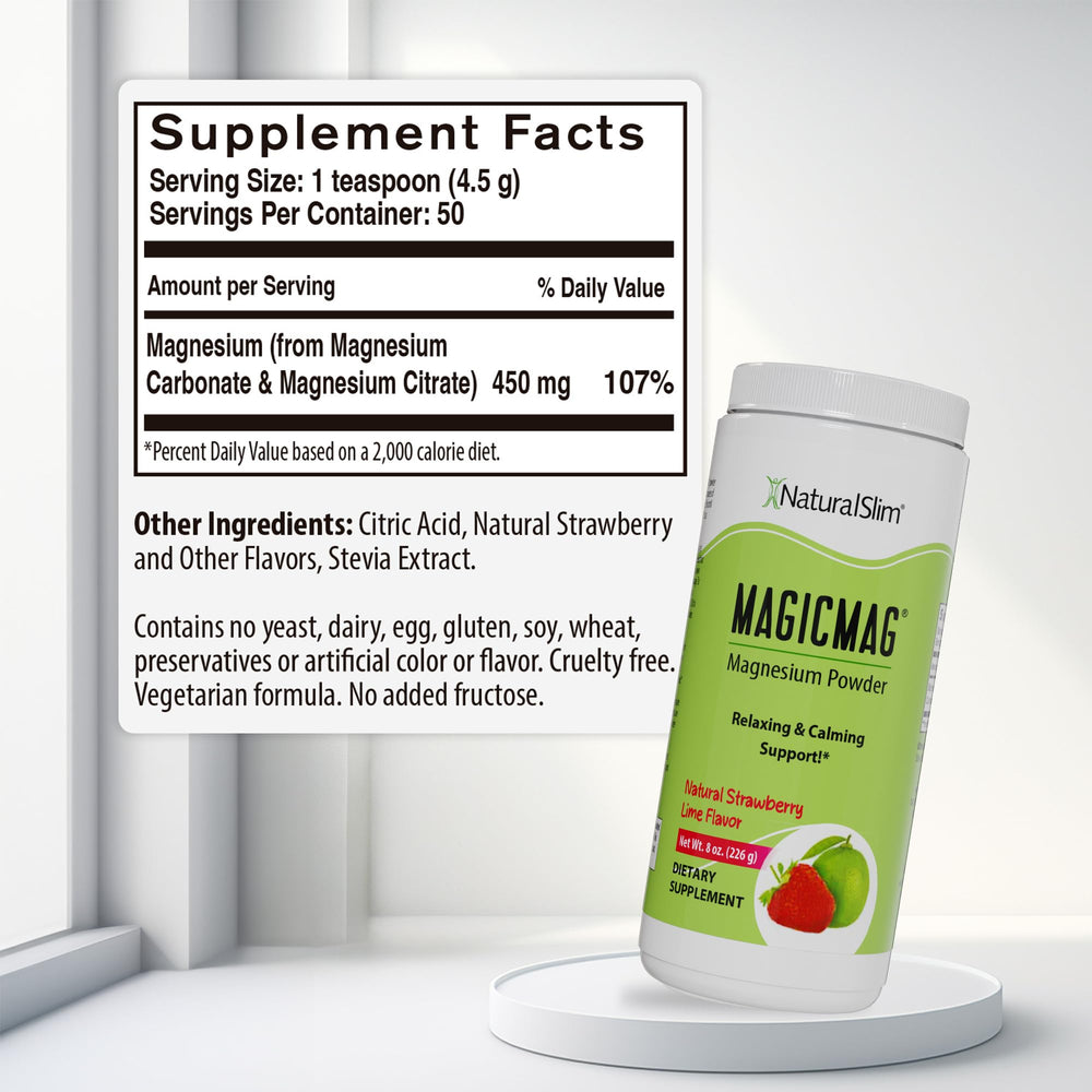 NaturalSlim MagicMag stirred into water for a calming beverage.