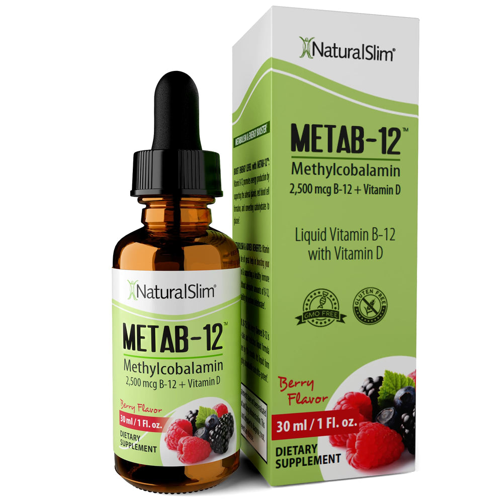 NaturalSlim Metab12 berry drops bottle for daily energy support