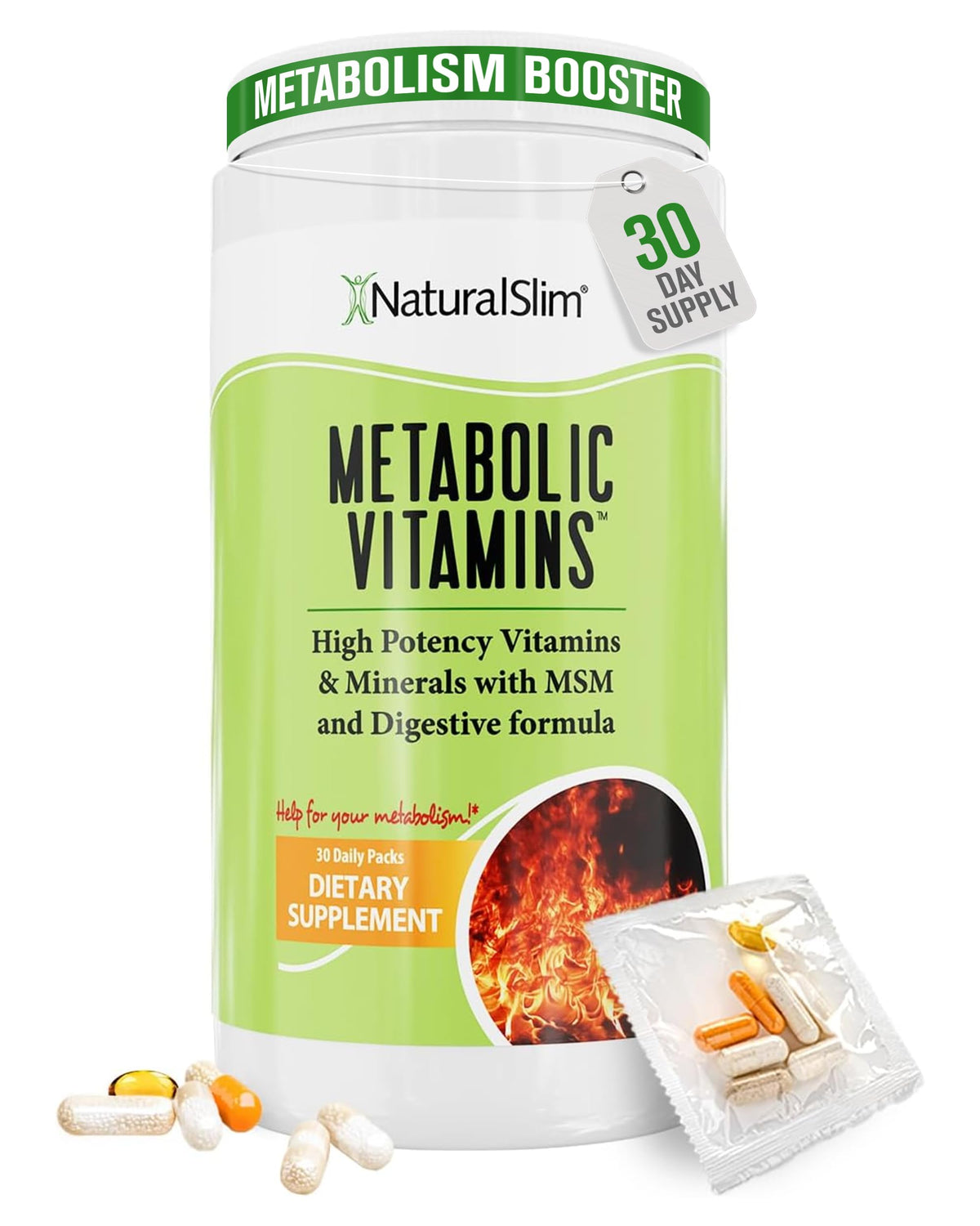NaturalSlim Metabolic Vitamins box on counter for daily wellness