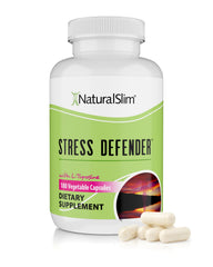 NaturalSlim Stress Defender bottle showing daily stress support and calm focus