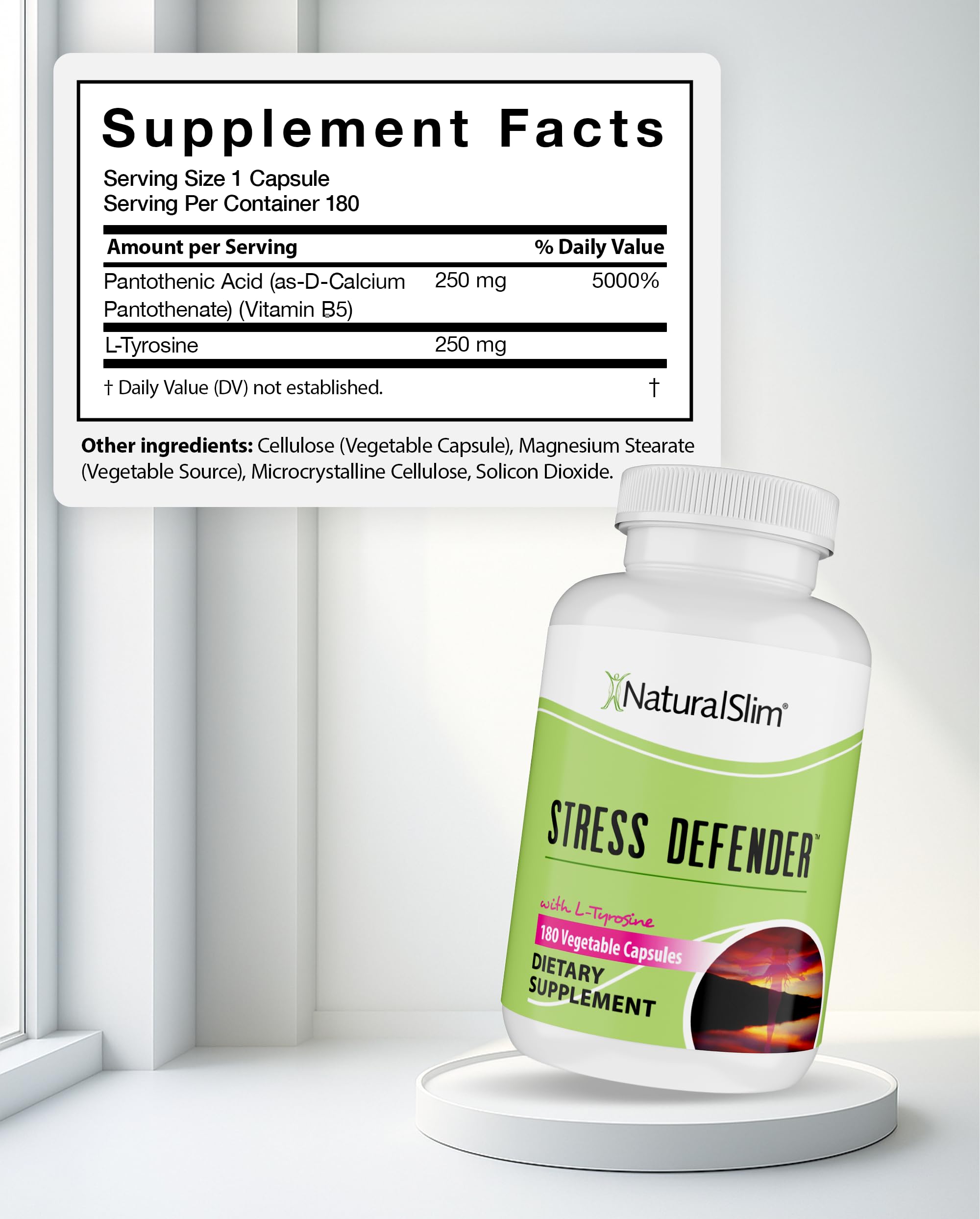 NaturalSlim Stress Defender capsules ready for convenient daily use