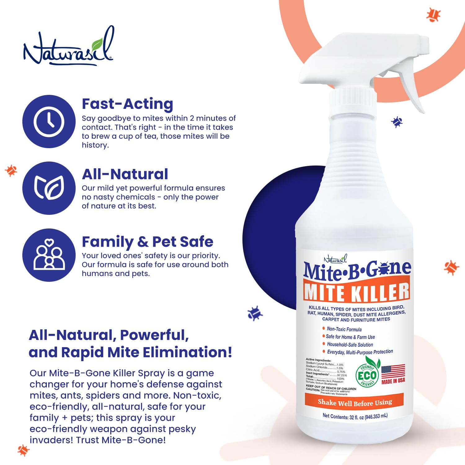 Naturasil Mite Killer Spray used on bedding to reduce mite presence.