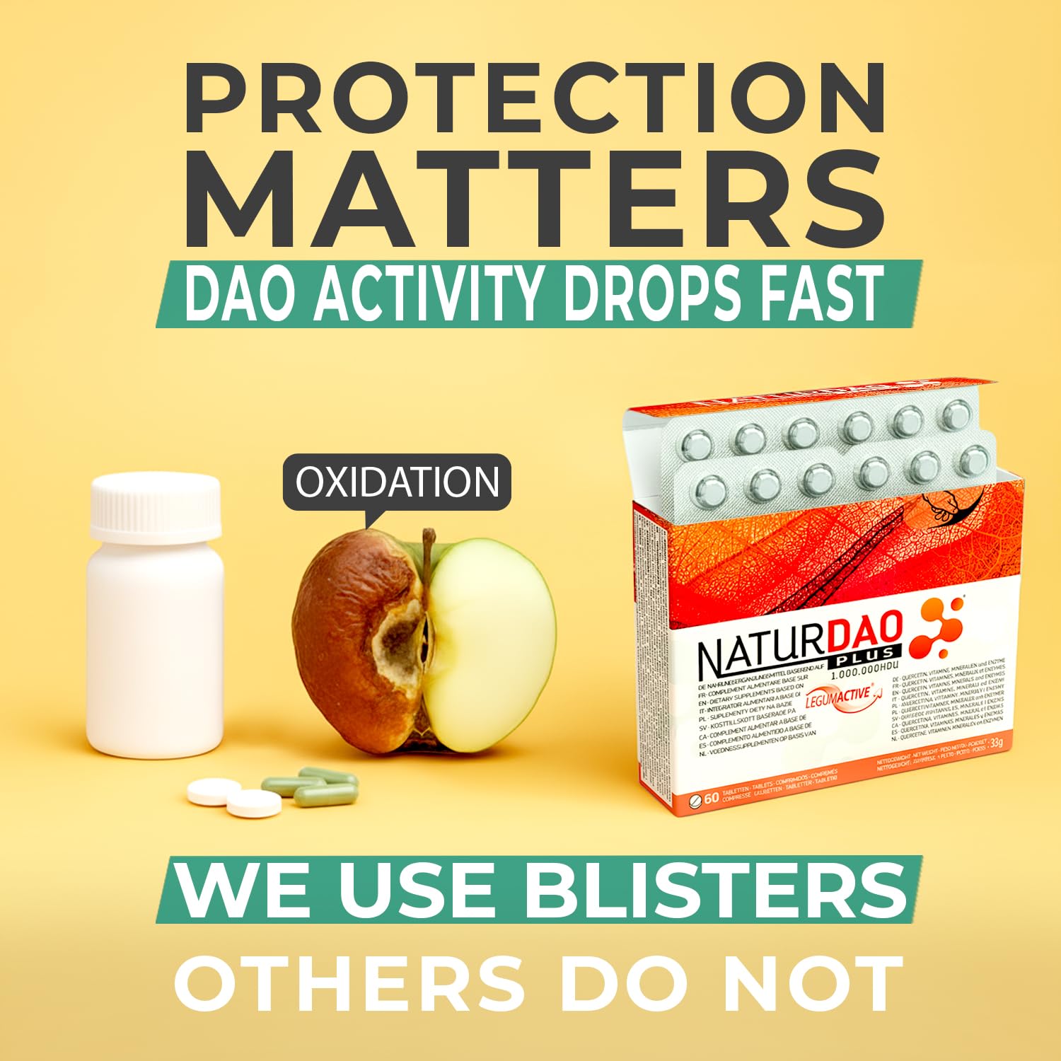NaturDao Plus vegan and gluten-free badge indicating allergen-conscious formula.