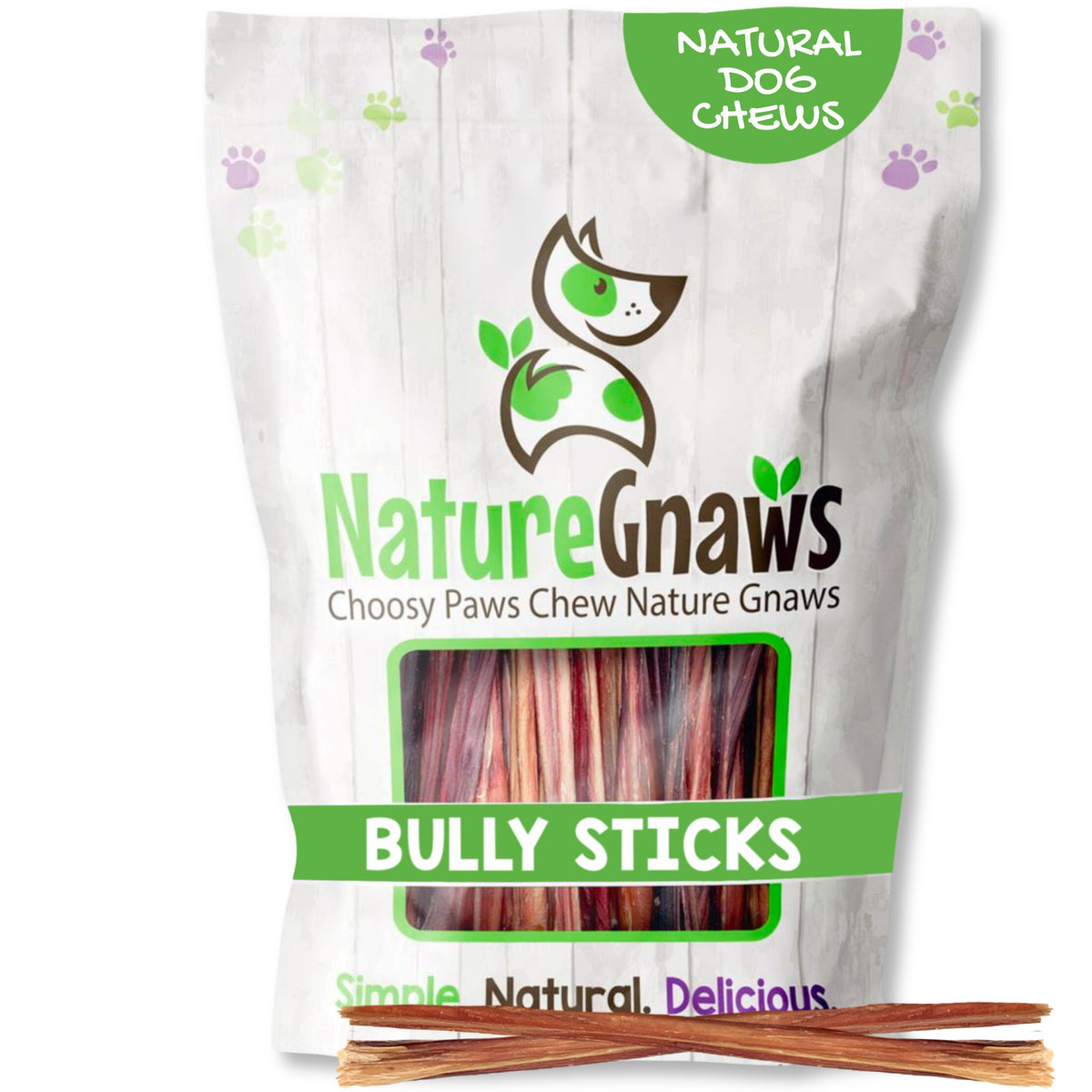 Nature Gnaws batonnet boeuf petit chien 5-6 pouces, récompense durable.