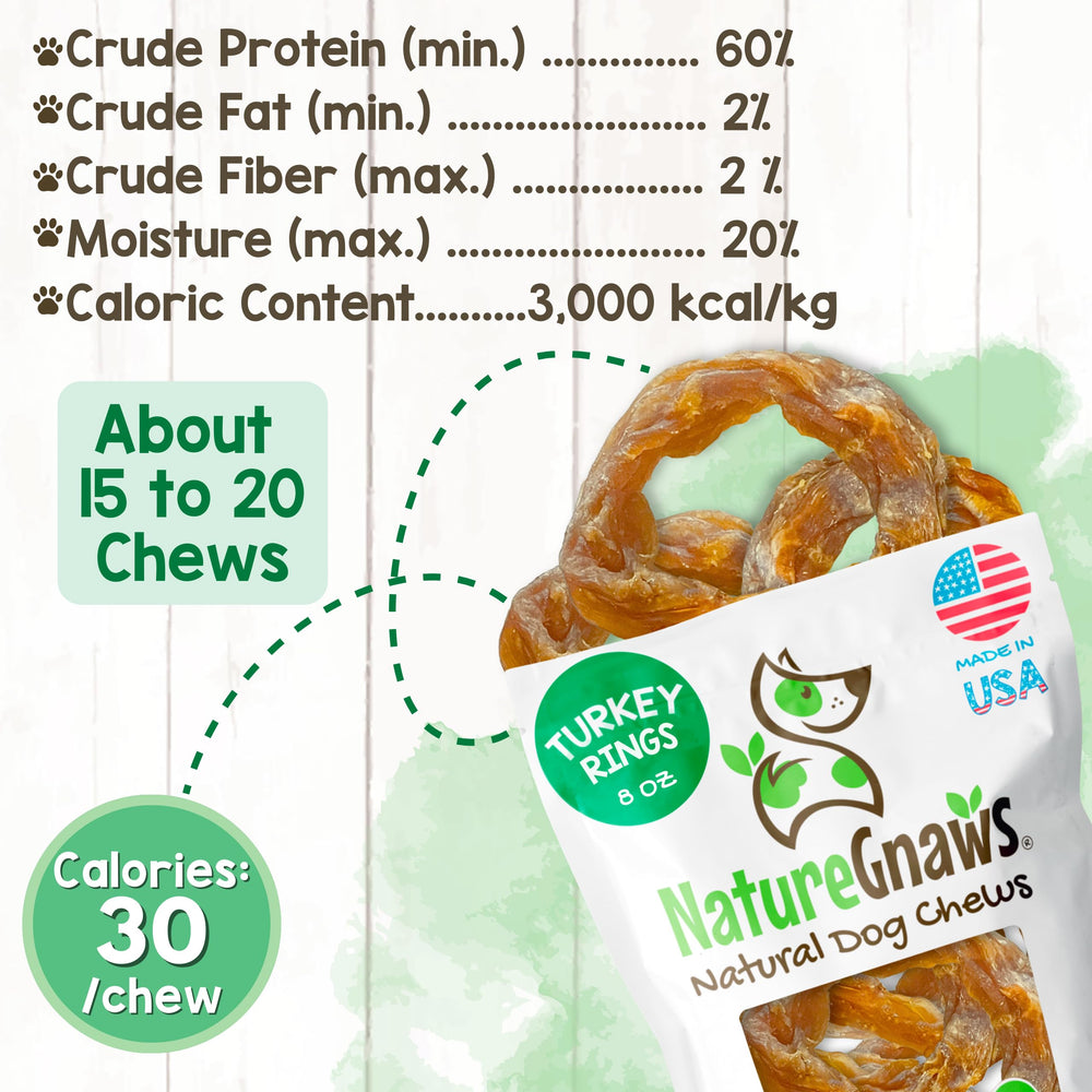 Nature Gnaws USA turkey tendon rings help maintain dental hygiene through chewing