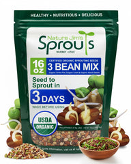 Nature Jim's Sprouts 3-Bean Seed Mix packaging ready for home sprouting