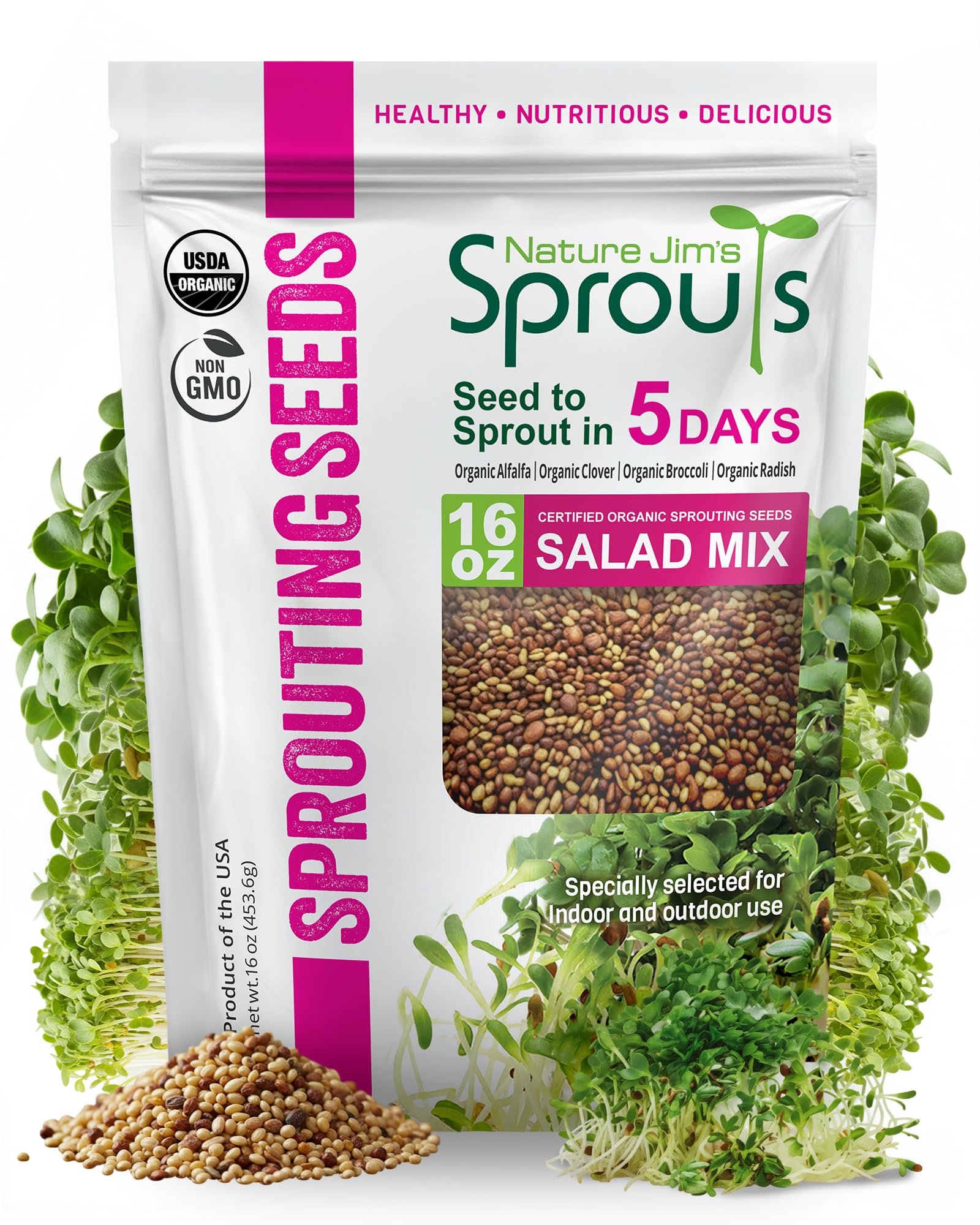Nature Jims Sprouts organic salad mix seeds for easy indoor sprouting