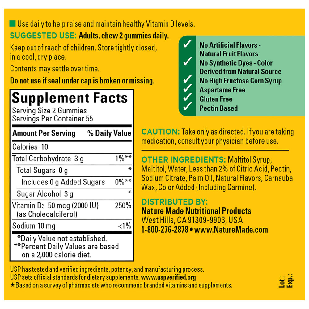 110-count Nature Made gummies bottle shown from top for 55 day supply.