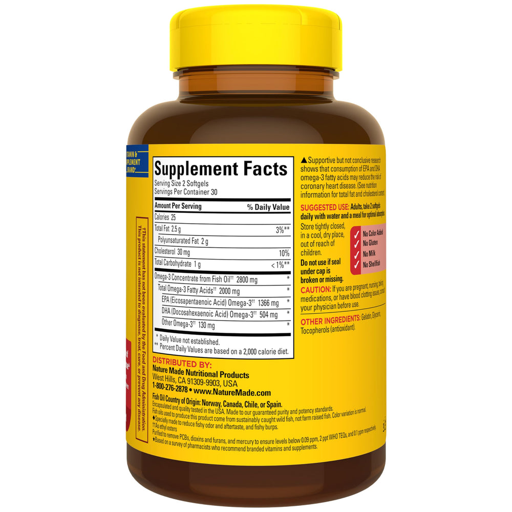 Nature Made 60-softgel bottle offers a 30-day supply.