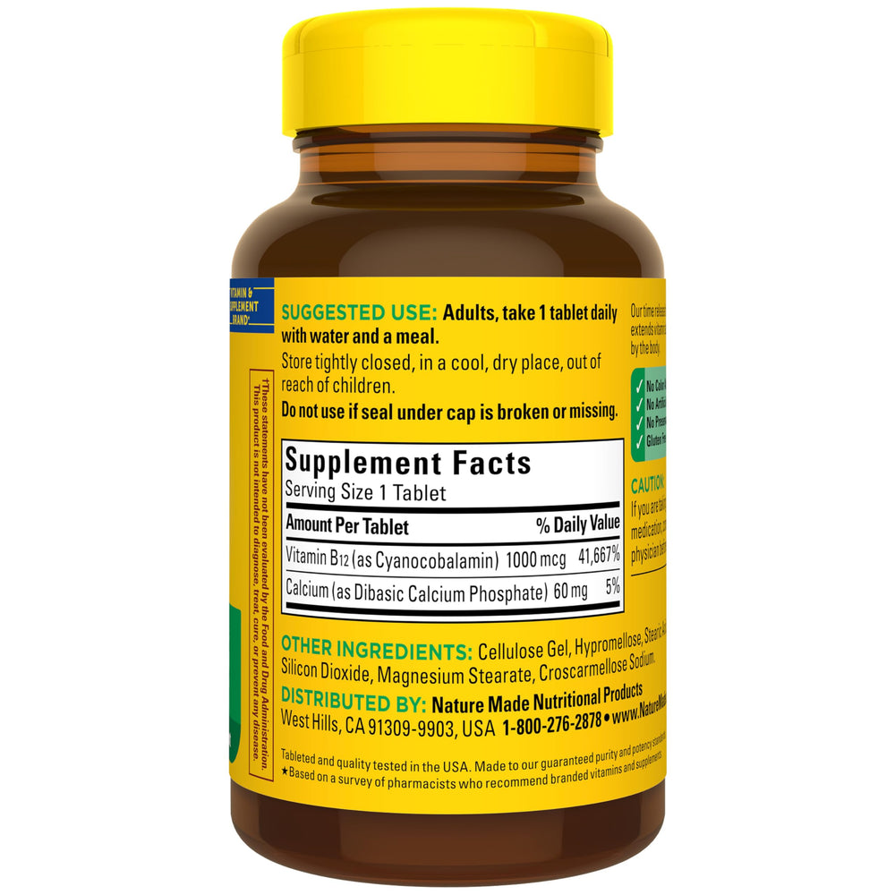 Nature Made B12 160-day supply bottle offers convenient routine for busy lifestyles.