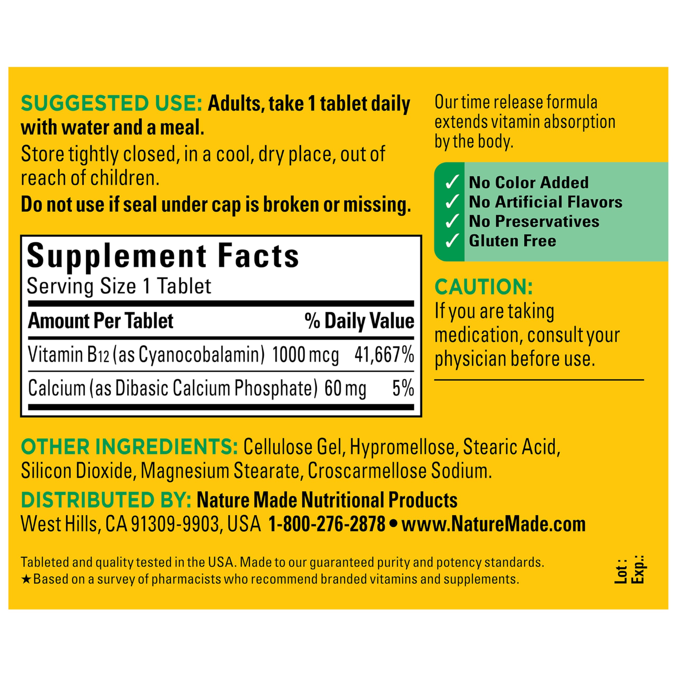 Nature Made B12 daily use with water is easy and convenient.