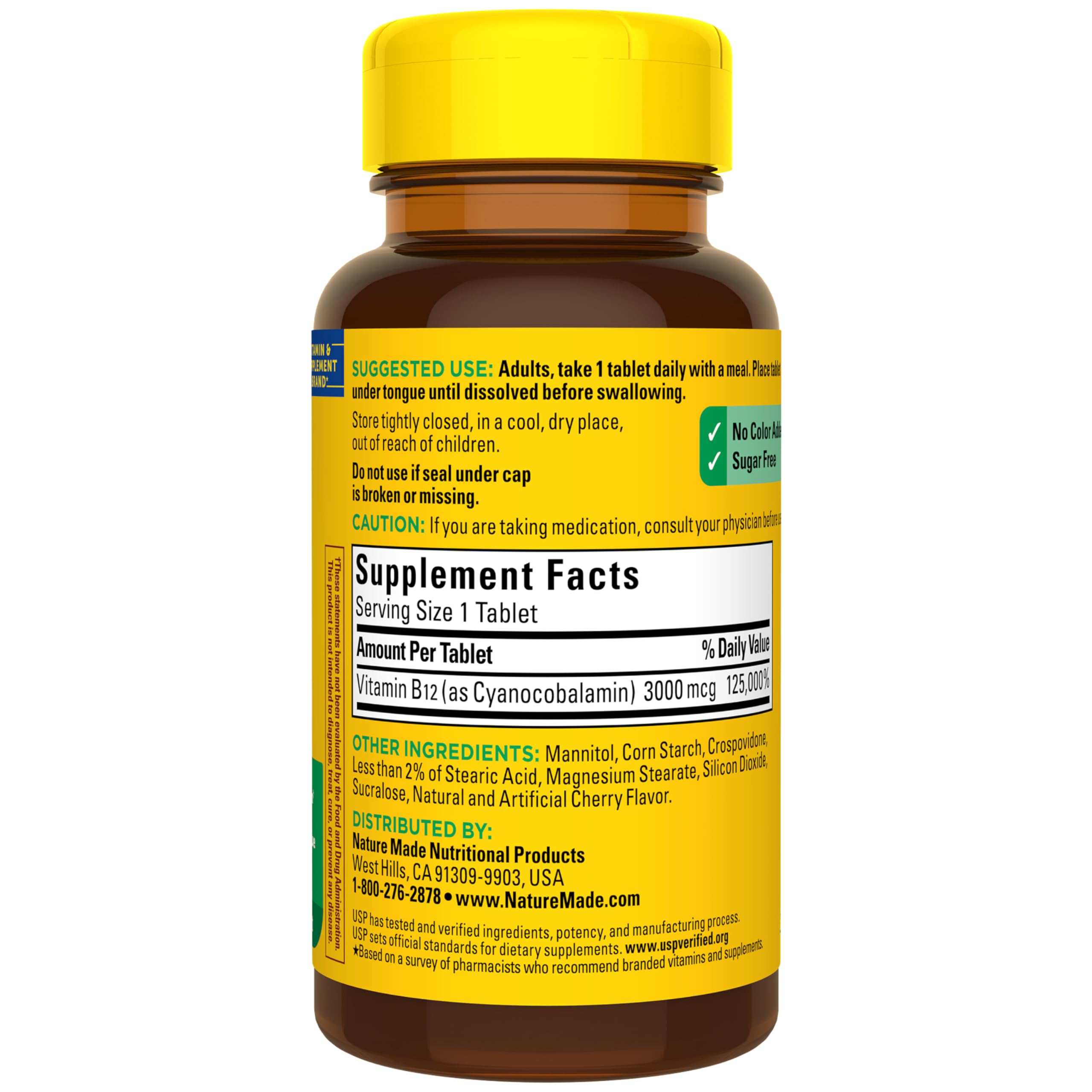 Nature Made B12 on-the-go supplement in hand for portability