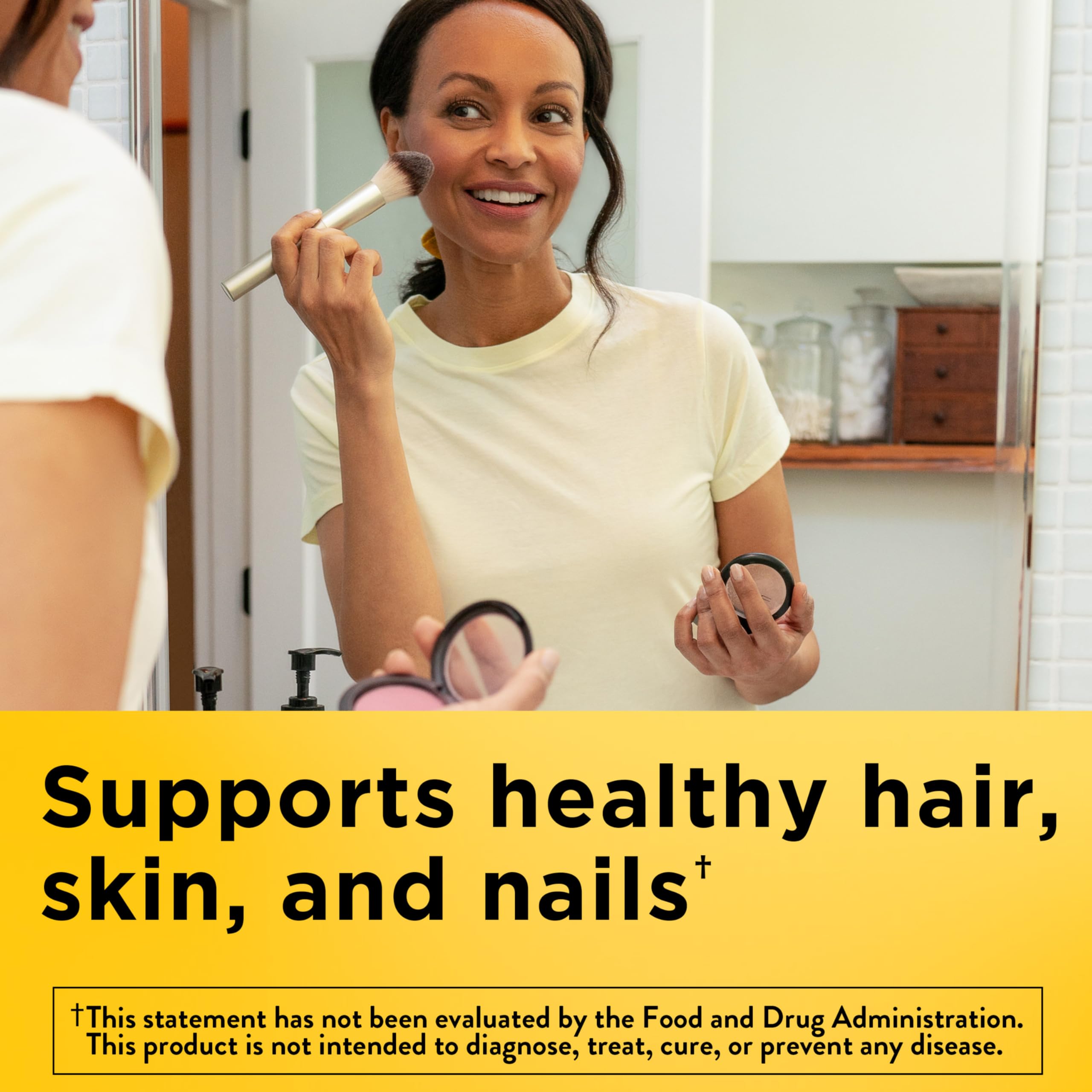 Nature Made Biotin 5000 mcg bottle label highlights gluten-free formula.