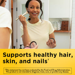 Nature Made Biotin 5000 mcg bottle label highlights gluten-free formula.