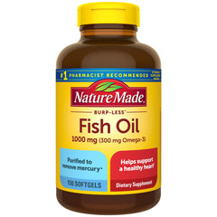 Nature Made Burp Less Fish Oil bottle for daily heart health support