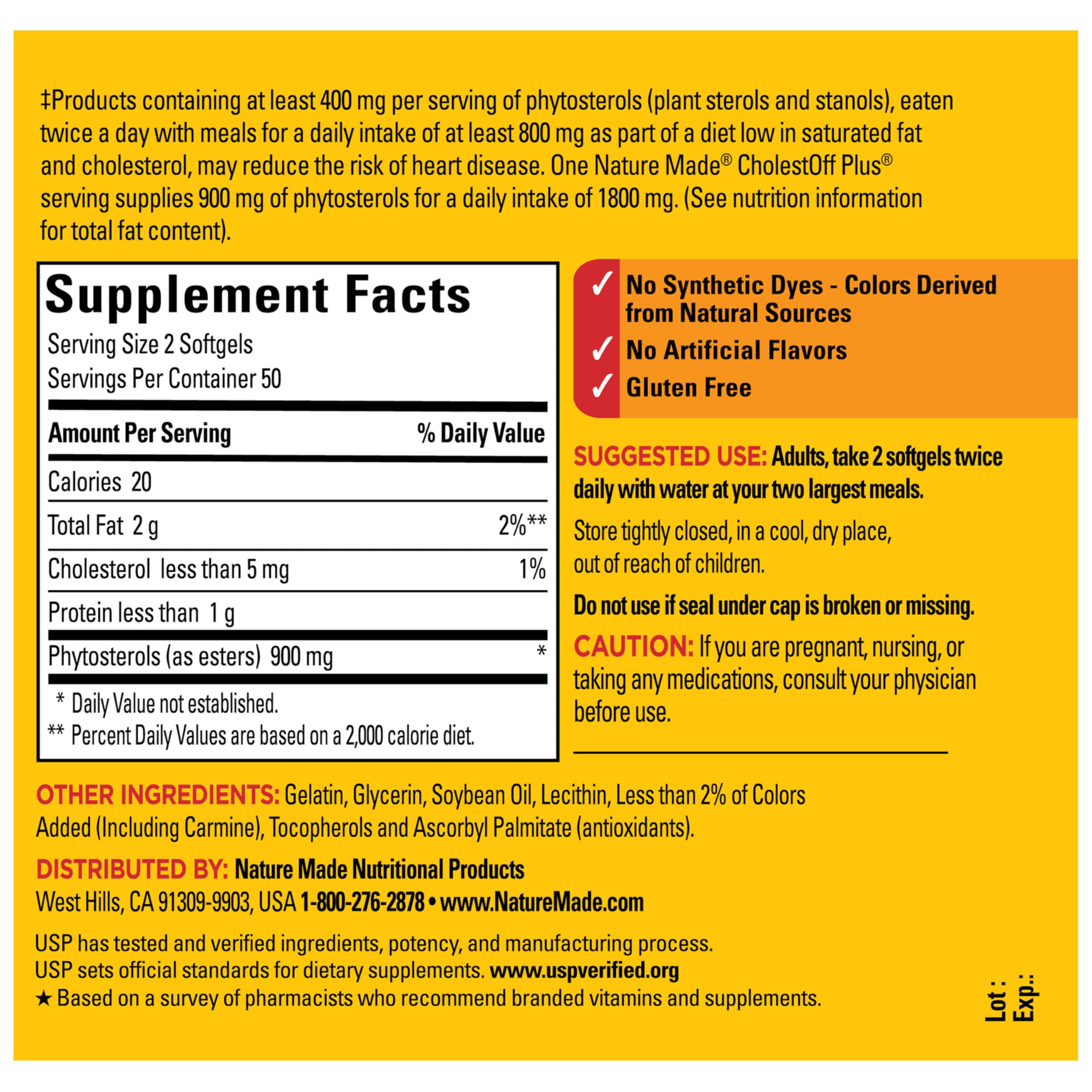 Nature Made CholestOff Plus softgels close-up showing color and texture
