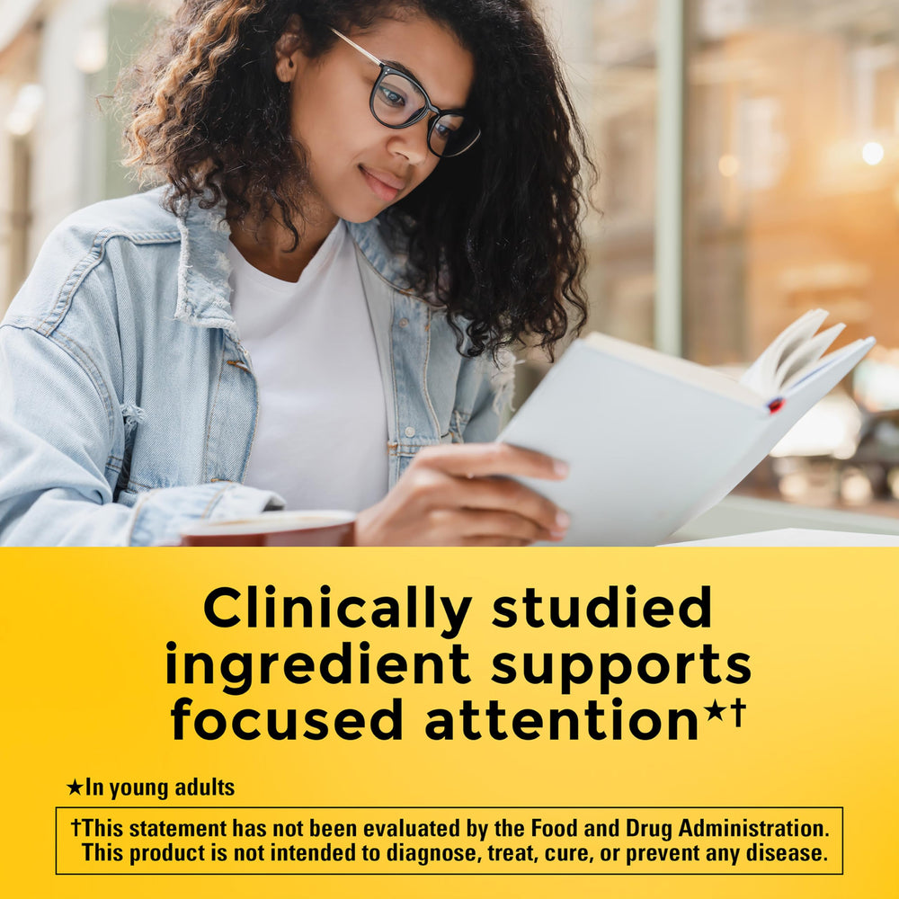 Close-up of Nature Made Choline Bitartrate tablets for focused attention support