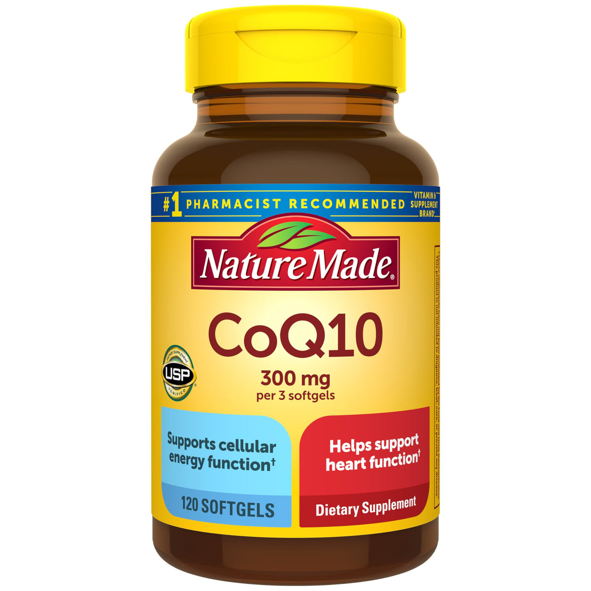 Nature Made CoQ10 300 mg softgels bottle front view for heart health support