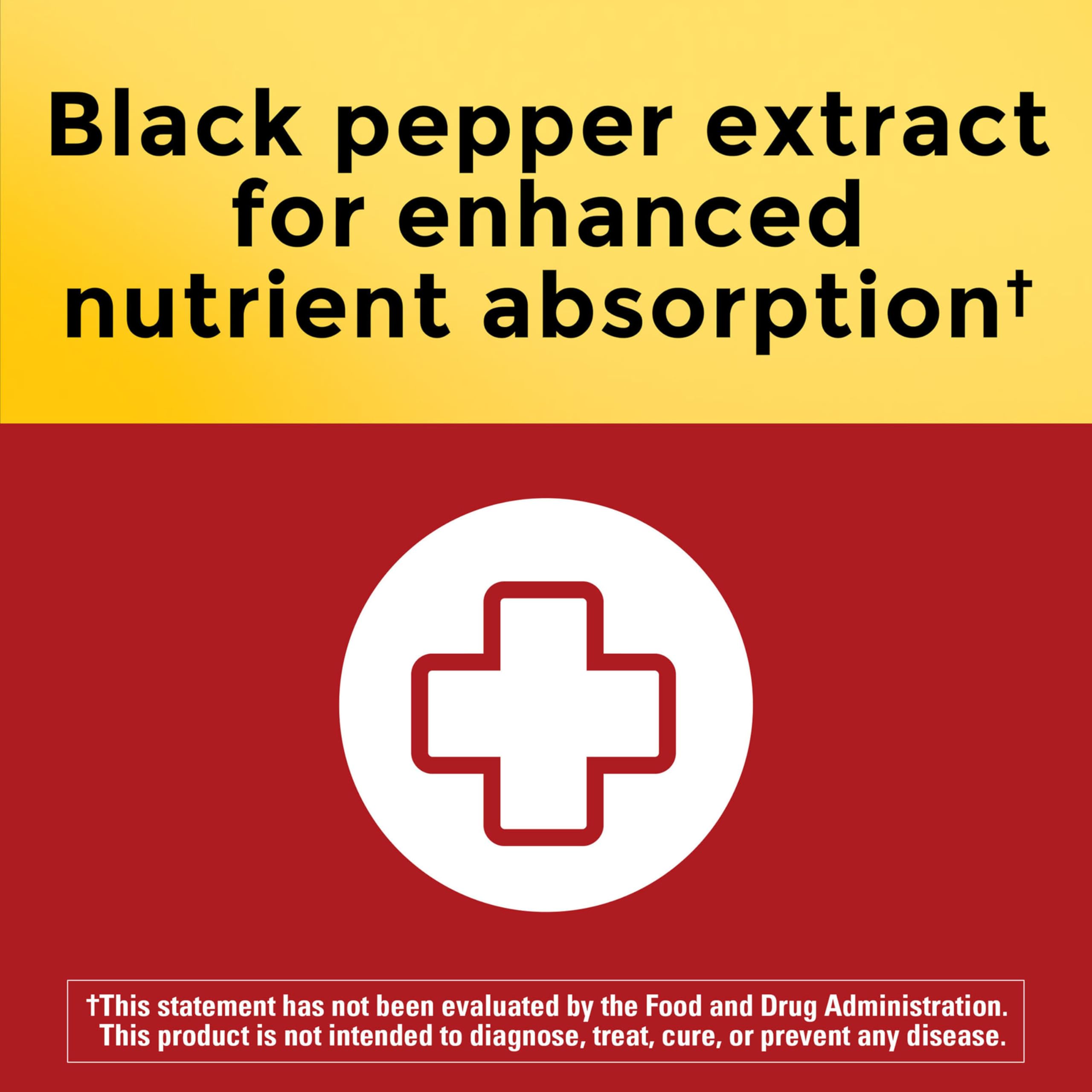 Nature Made CoQ10 bottle label shows black pepper extract for enhanced absorption