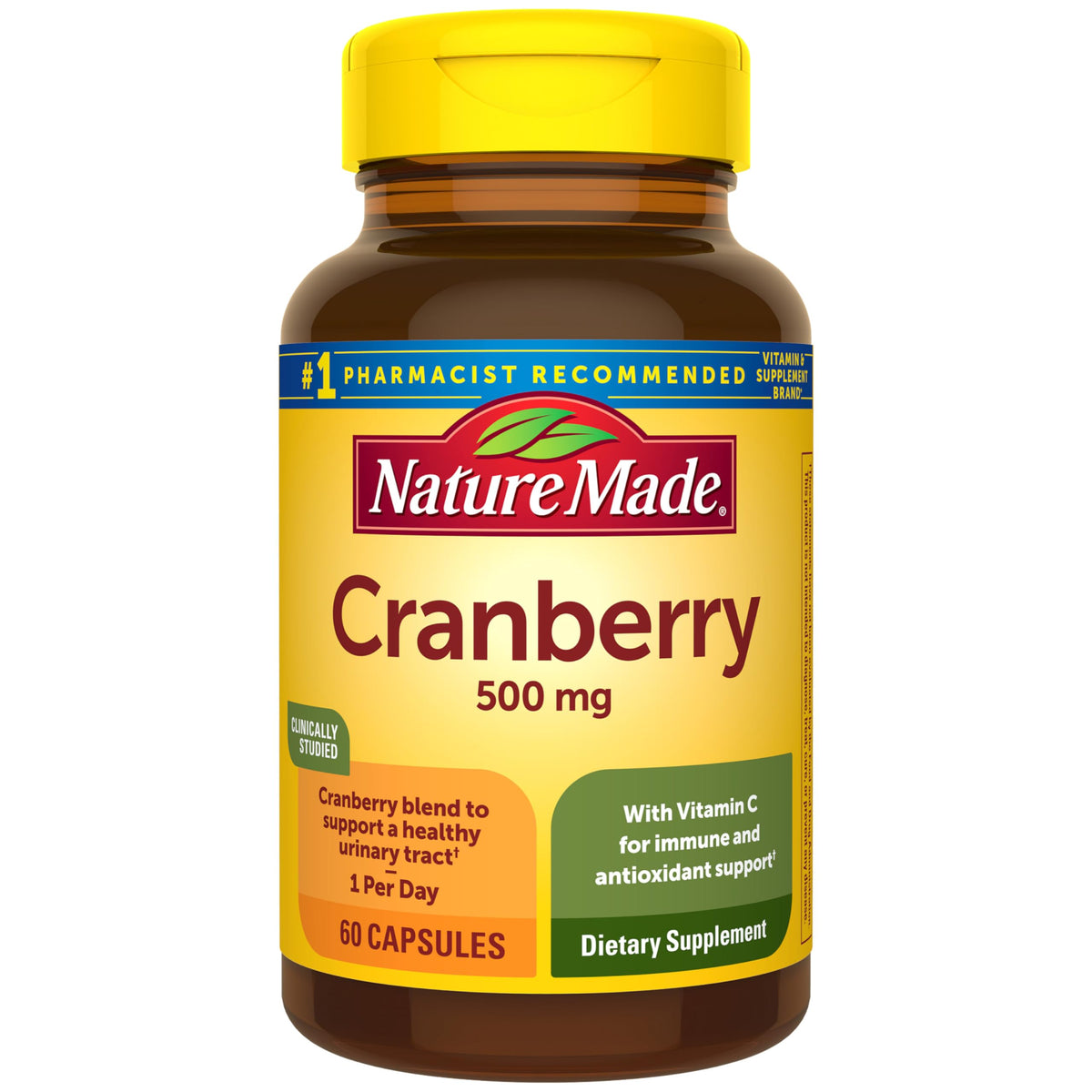 Nature Made Cranberry 500mg capsules bottle supports daily urinary health