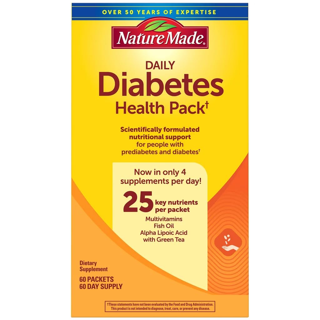 Nature Made Daily Diabetes Health Pack packaging shows a compact, organized daily dose