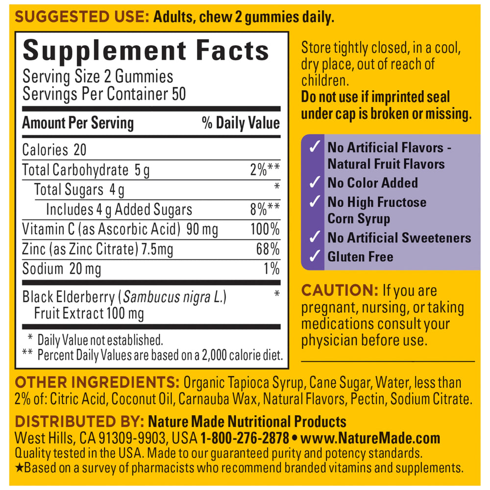 Nature Made Elderberry Gummies on-the-go packaging aids daily routine.