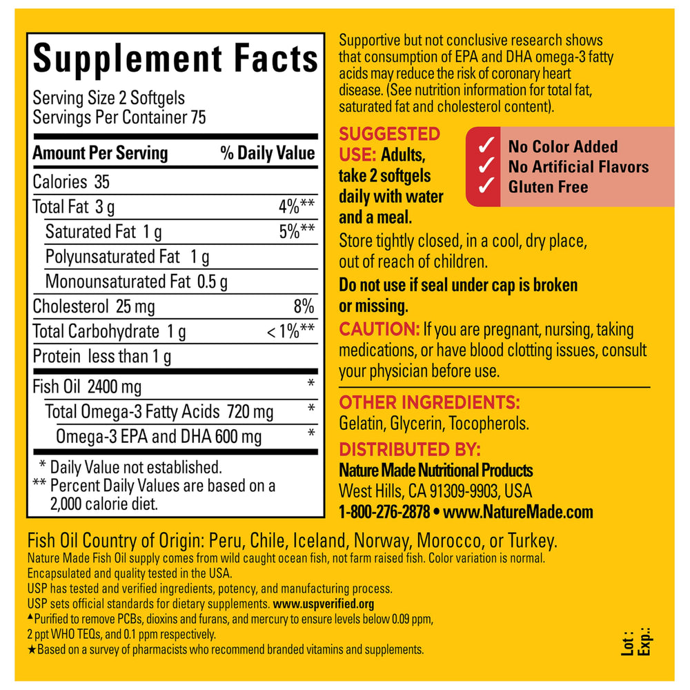 Two softgels per serving for daily omega-3 intake.