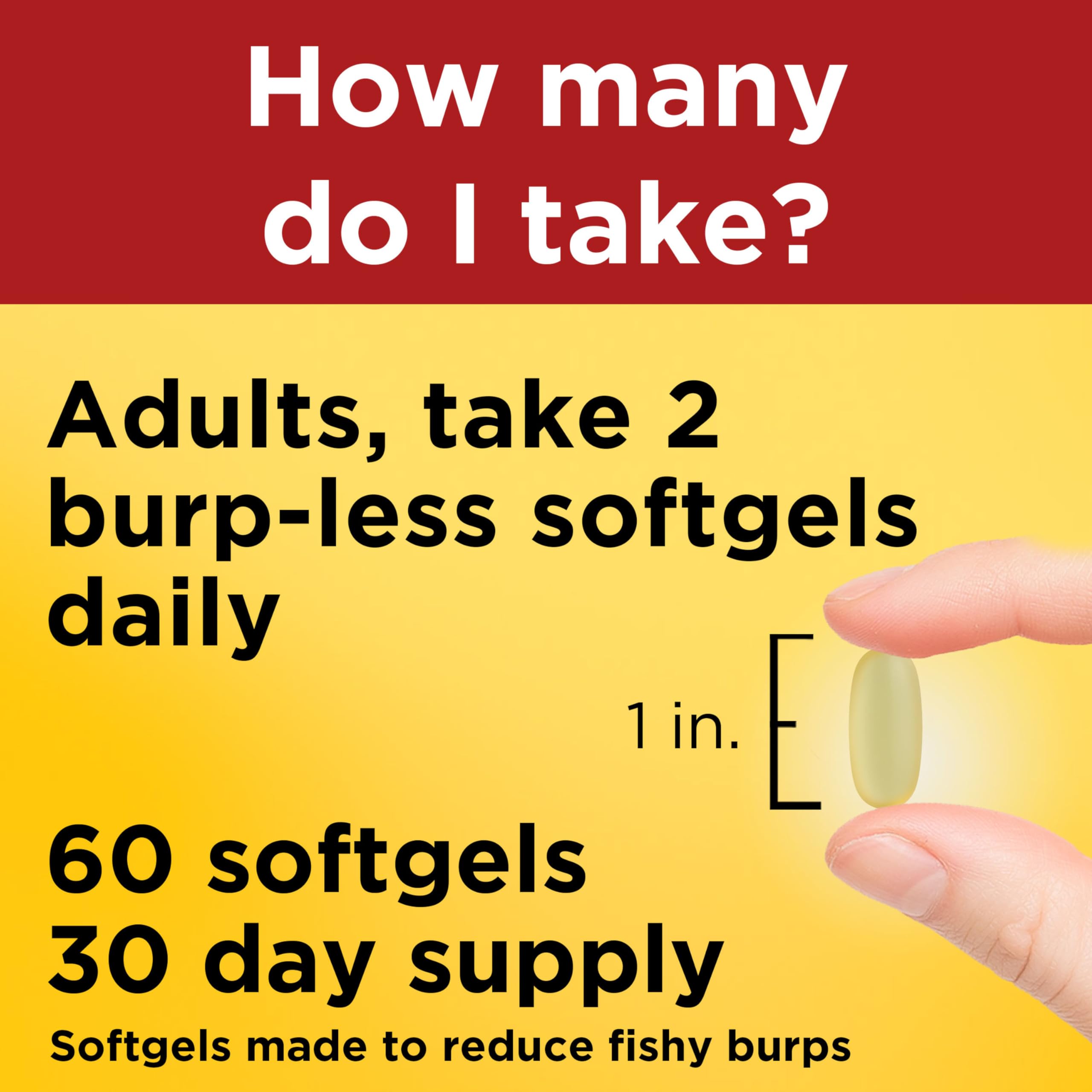 Nature Made gluten-free omega-3 supplement supports dietary needs.