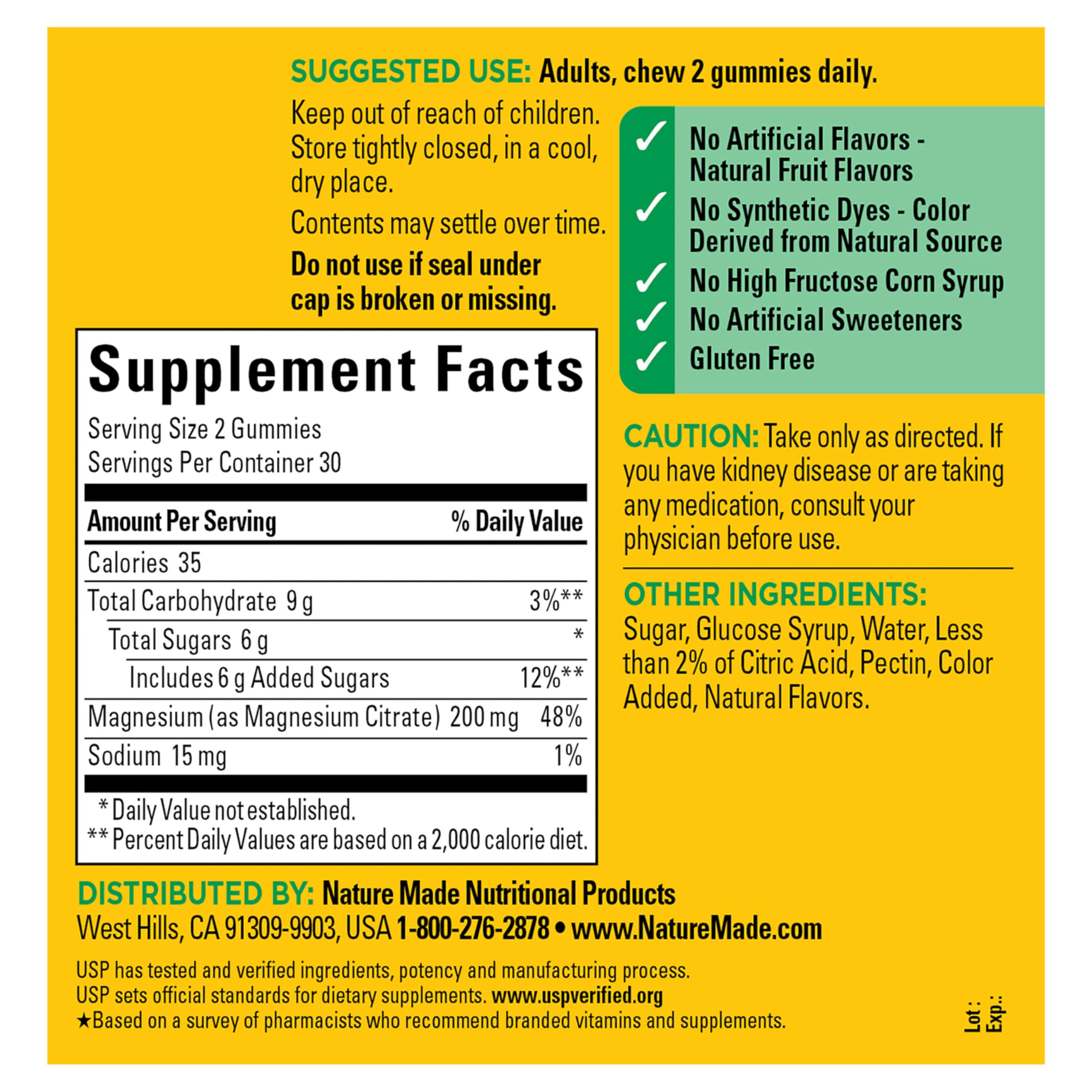 Nature Made magnesium citrate packaging highlights 60-count supply for a 30-day routine.