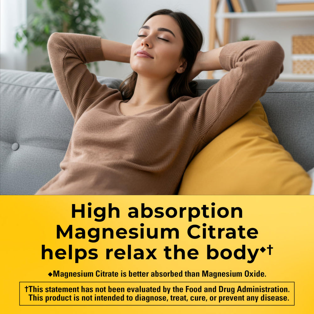 Nature Made High Absorption Magnesium Citrate bottle back label shows ingredients.