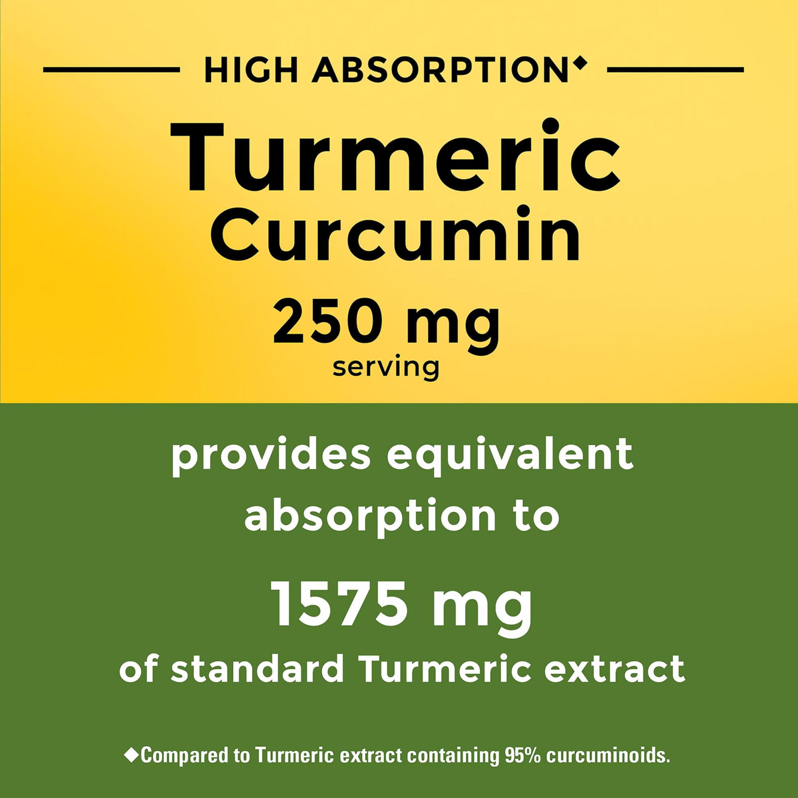 Nature Made Turmeric Curcumin capsules being poured from the bottle for daily use.