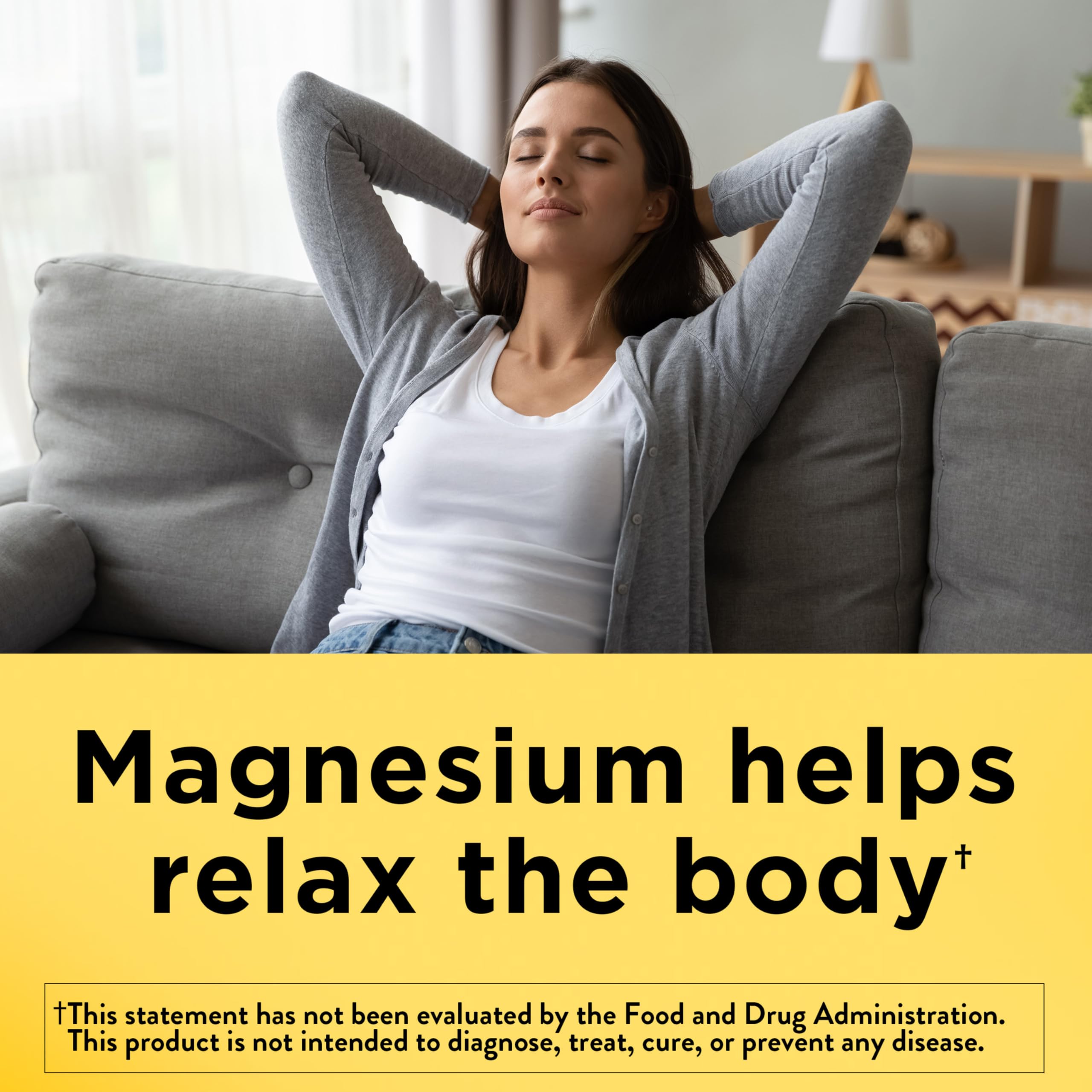 Nature Made Magnesium bottle close-up shows gluten-free label and clean ingredients for daily use.