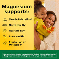 Nature Made magnesium softgels pour highlighting easy daily intake for heart and nerve health.