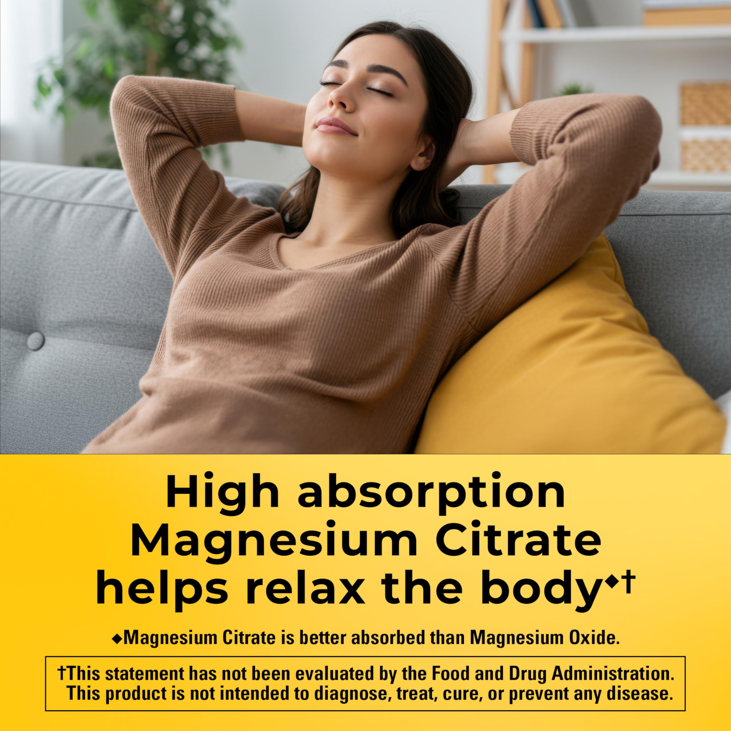 Nature Made magnesium citrate 200 mg serving provides daily support for muscles and nerves.