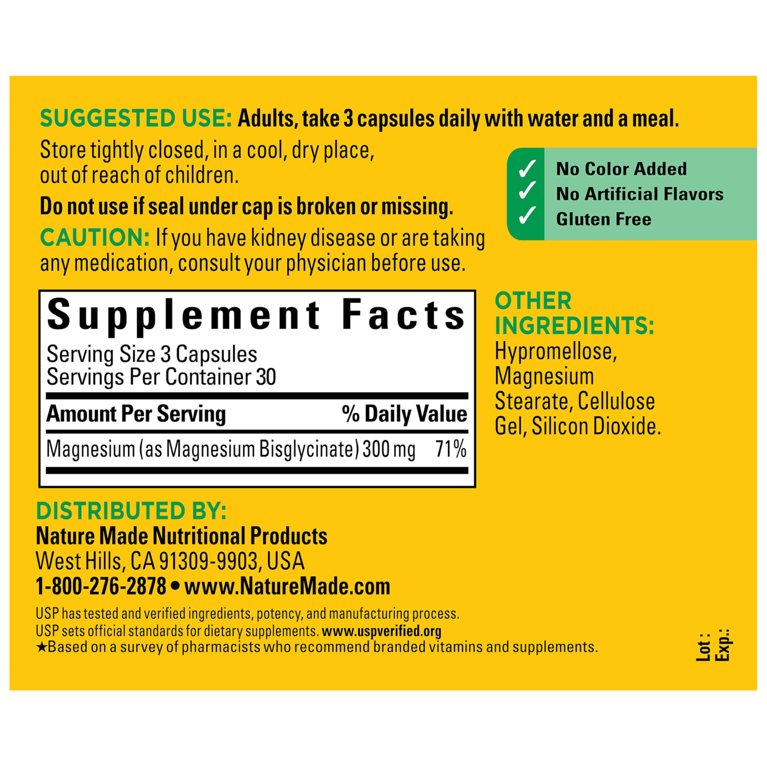 Nature Made Magnesium Glycinate 90-count bottle highlighting 30-day supply