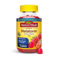 Nature Made Melatonin 5 mg bottle close-up for occasional sleep support