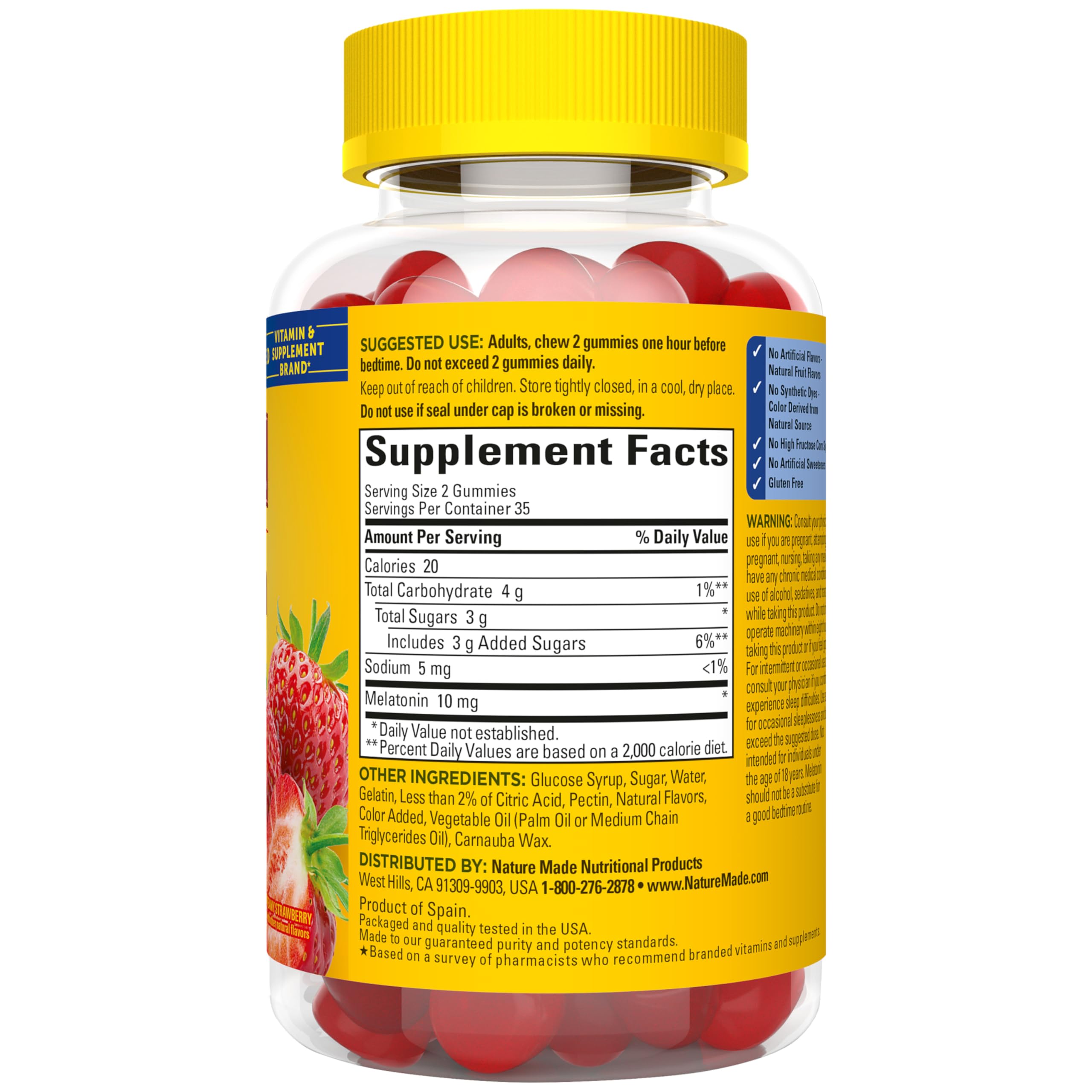 Nature Made Melatonin Gummies 10 mg product packshot for store display