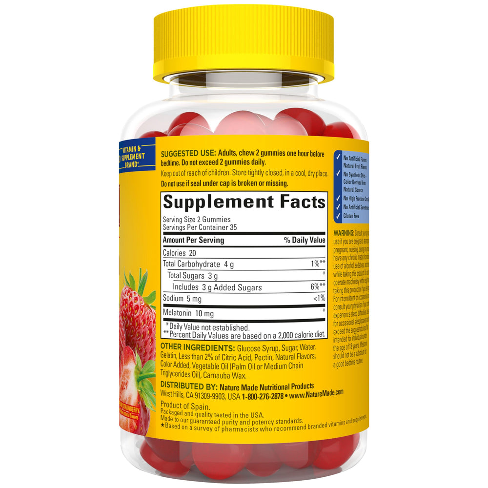 Nature Made Melatonin Gummies 10 mg product packshot for store display