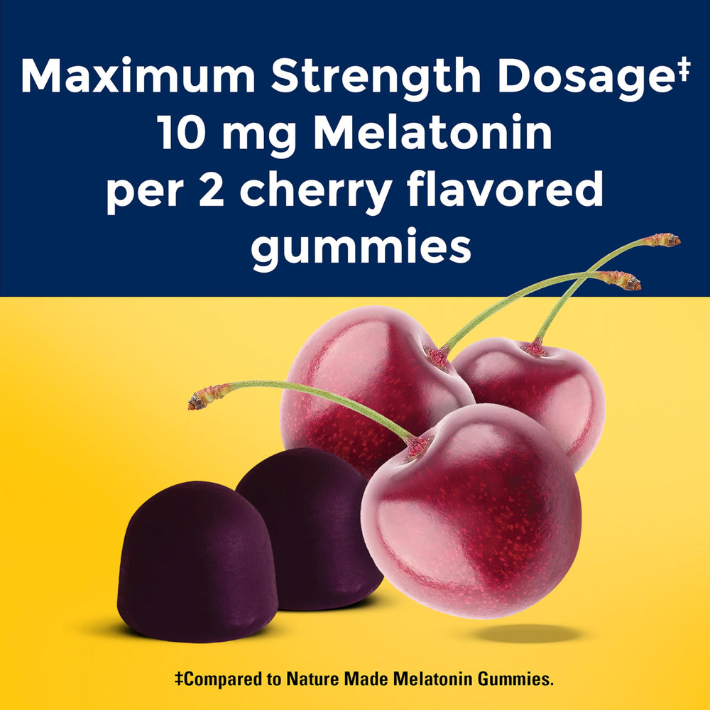 Two gummies before bed illustrating recommended usage.