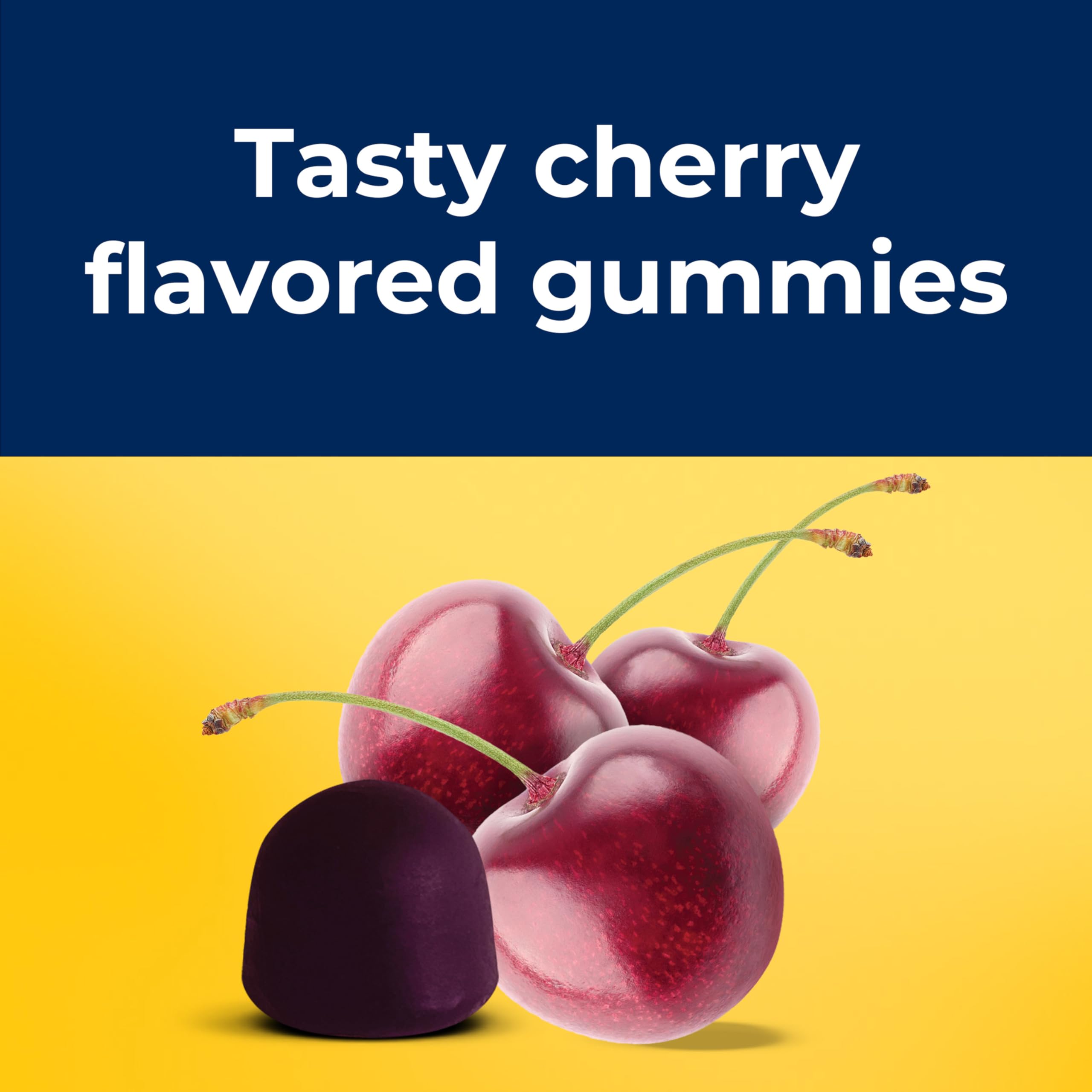 Close-up of Nature Made melatonin gummies showing cherry color and texture