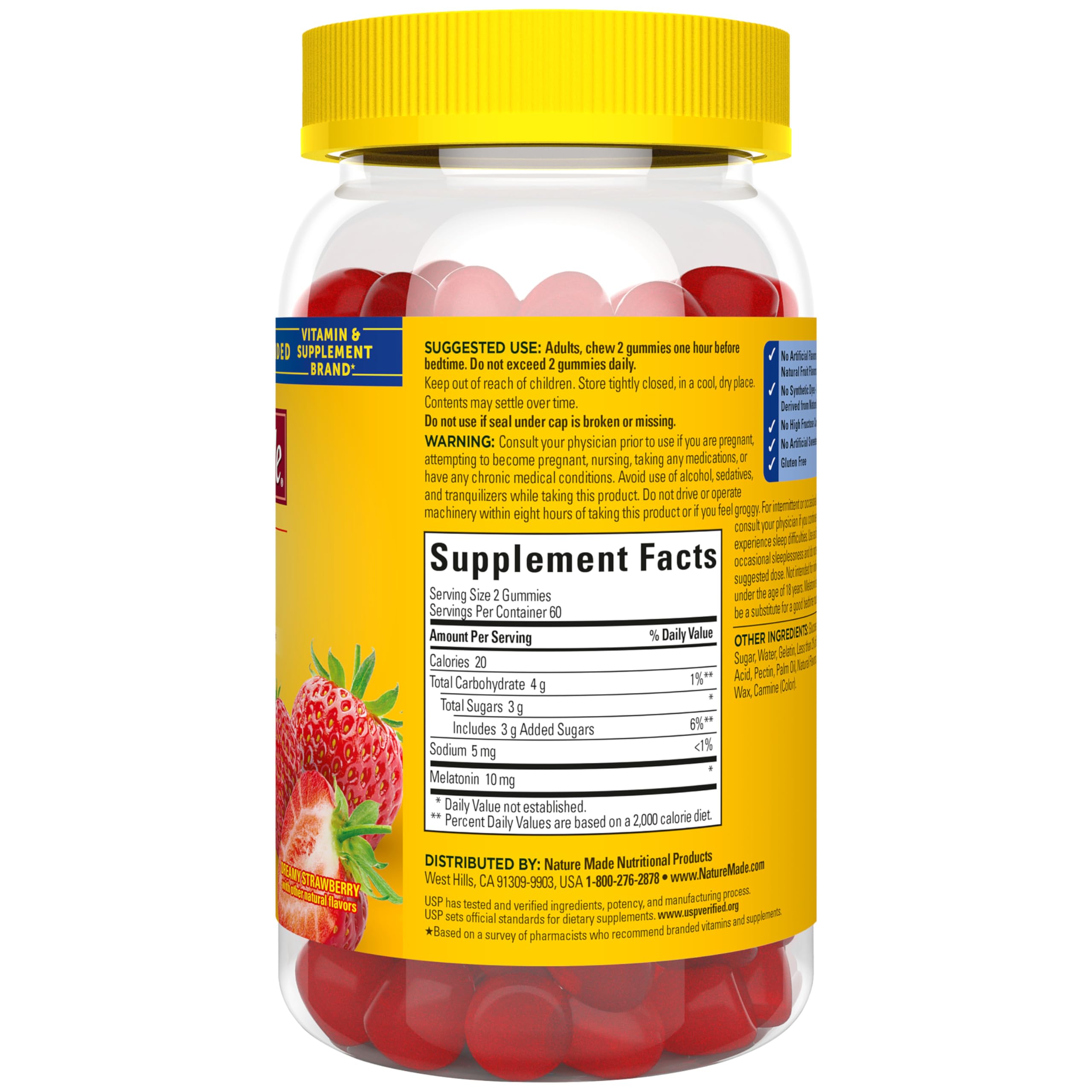 Nature Made Melatonin Gummies in use during a calm night routine.