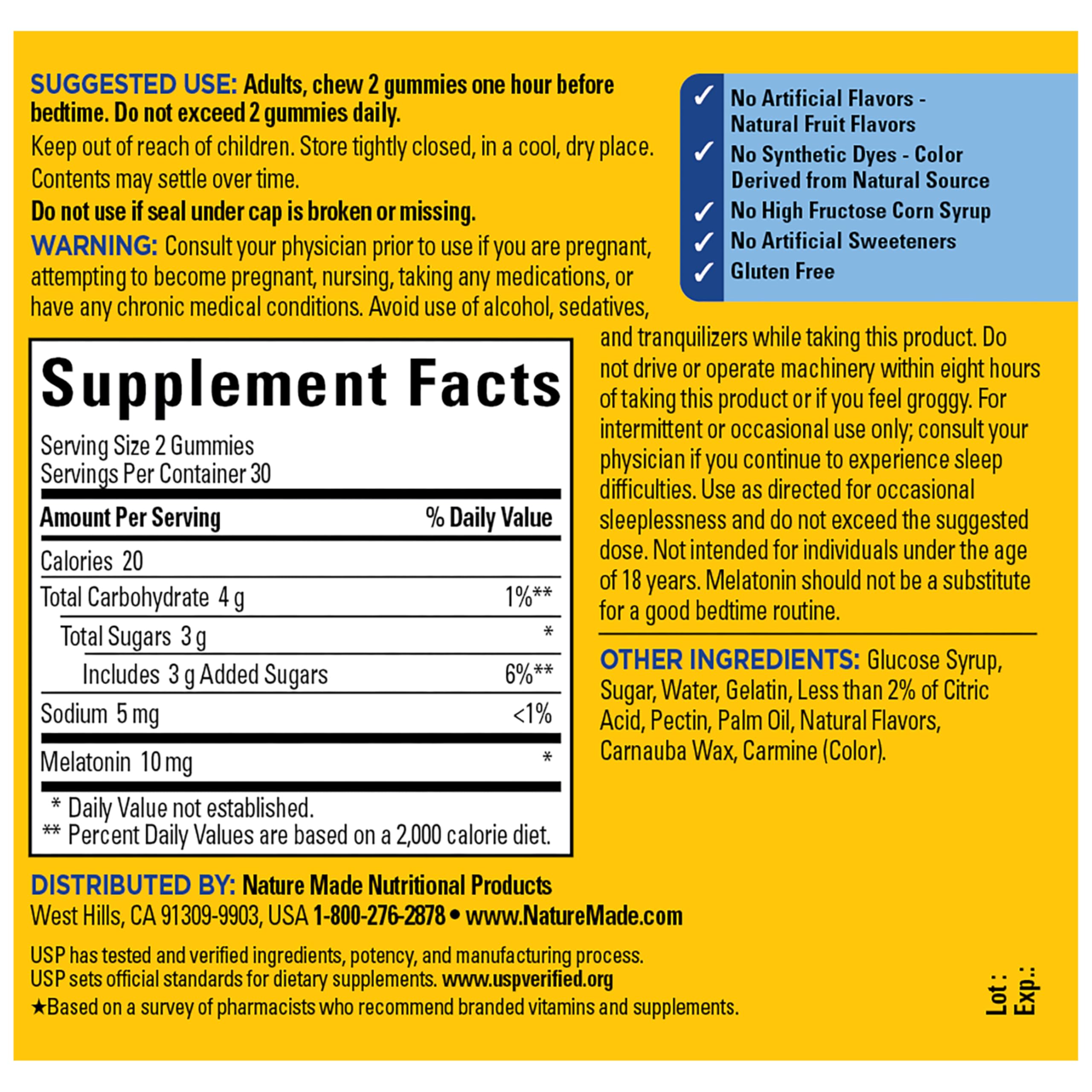 Two gummies per night usage reminder for a 10 mg serving