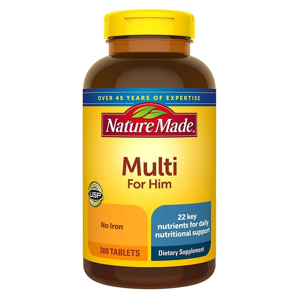 Nature Made Multi for Him bottle front, signaling a reliable daily multivitamin for men
